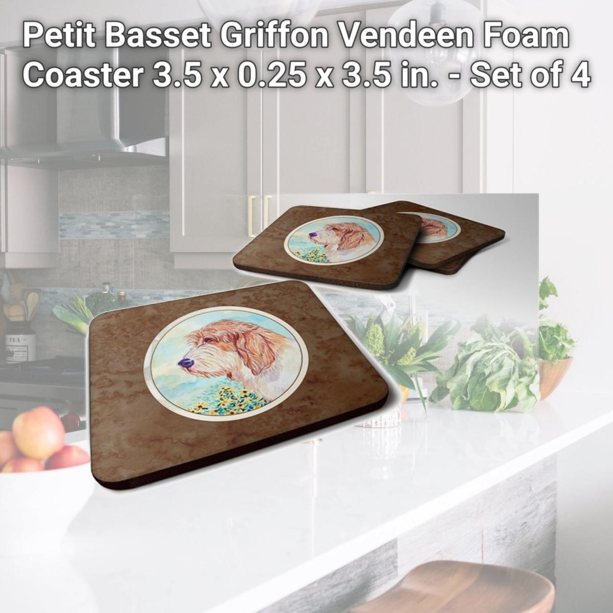 Picture of Carolines Treasures 7229FC Petit Basset Griffon Vendeen Foam Coaster, 3.5 x 0.25 x 3.5 in. - Set of 4