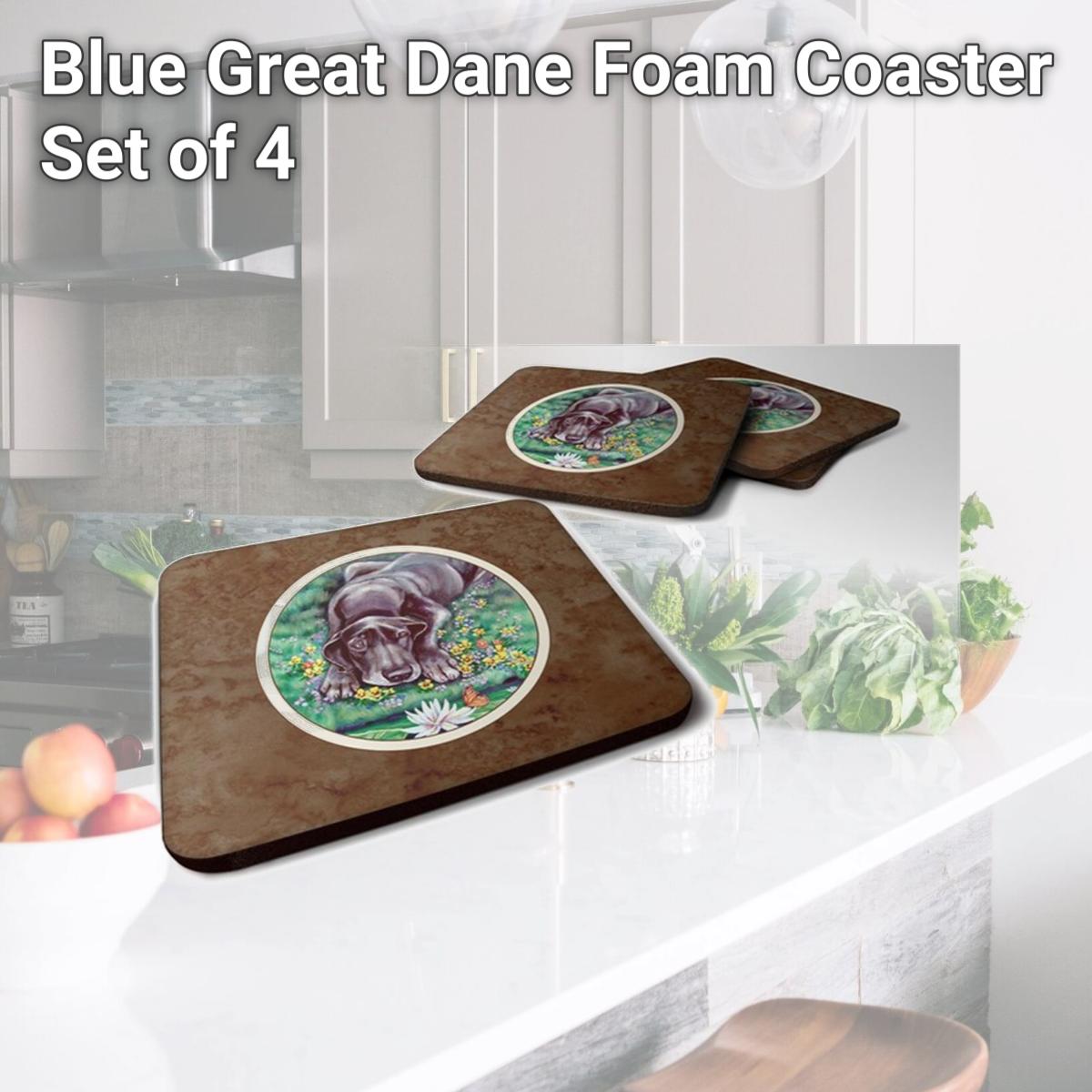Picture of Carolines Treasures 7235FC Blue Great Dane Foam Coaster, Set of 4