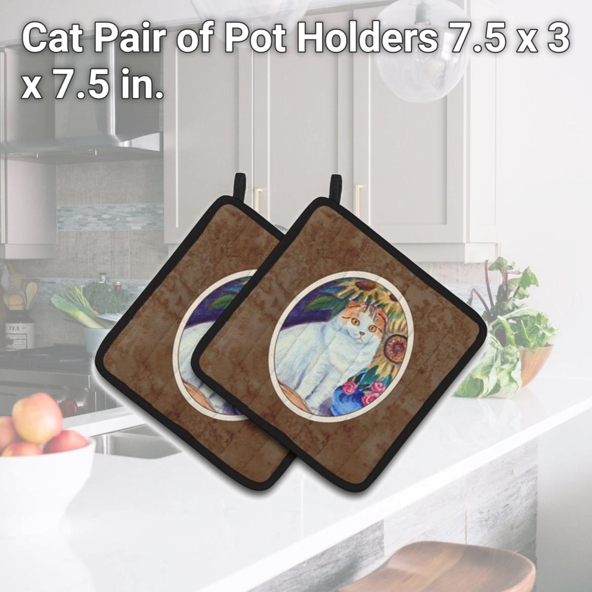 Picture of Carolines Treasures 7153PTHD Cat Pair of Pot Holders, 7.5 x 3 x 7.5 in.
