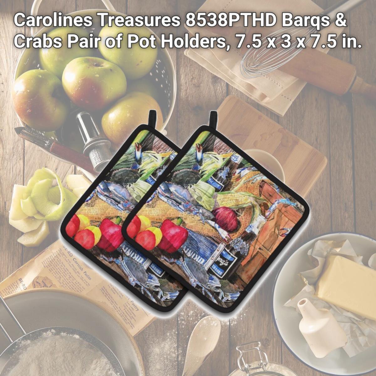 Picture of Carolines Treasures 8538PTHD Barqs & Crabs Pair of Pot Holders, 7.5 x 3 x 7.5 in.