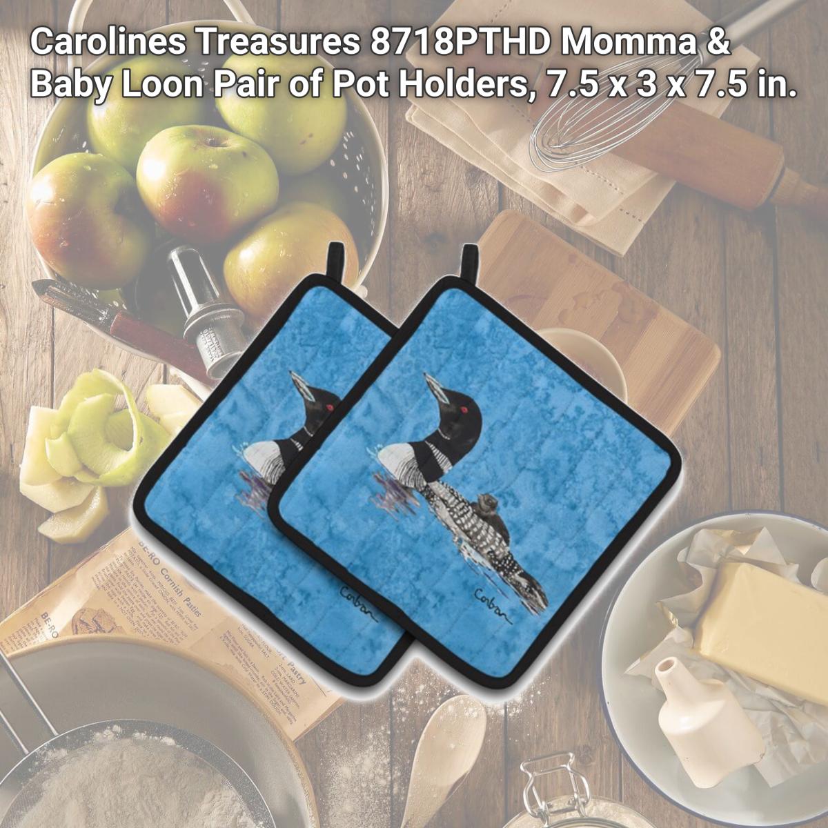 Picture of Carolines Treasures 8718PTHD Momma & Baby Loon Pair of Pot Holders, 7.5 x 3 x 7.5 in.
