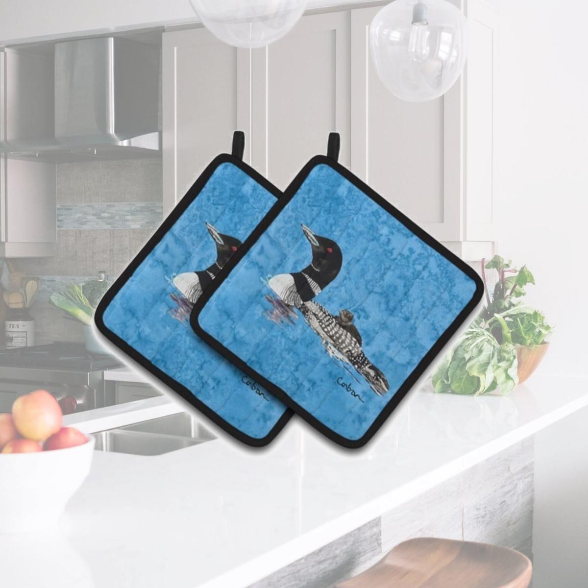 Picture of Carolines Treasures 8718PTHD Momma & Baby Loon Pair of Pot Holders, 7.5 x 3 x 7.5 in.