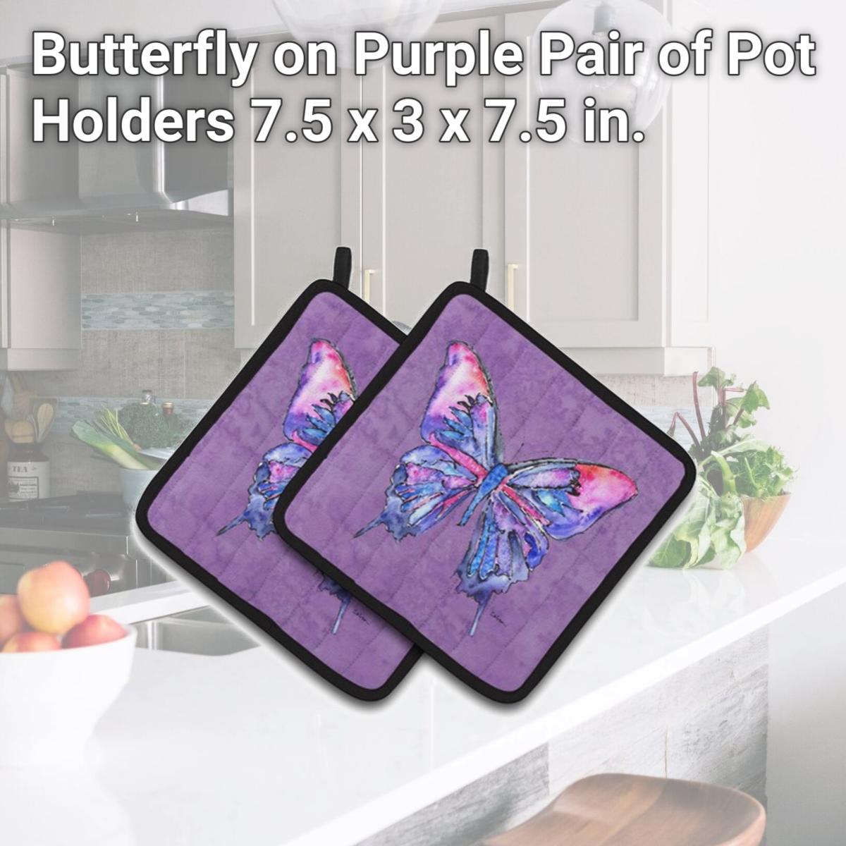 Picture of Carolines Treasures 8860PTHD Butterfly on Purple Pair of Pot Holders, 7.5 x 3 x 7.5 in.