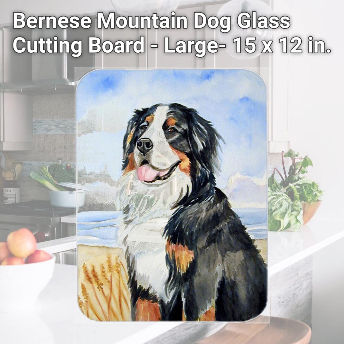 Picture of Carolines Treasures 7012LCB Bernese Mountain Dog Glass Cutting Board - Large- 15 x 12 in.