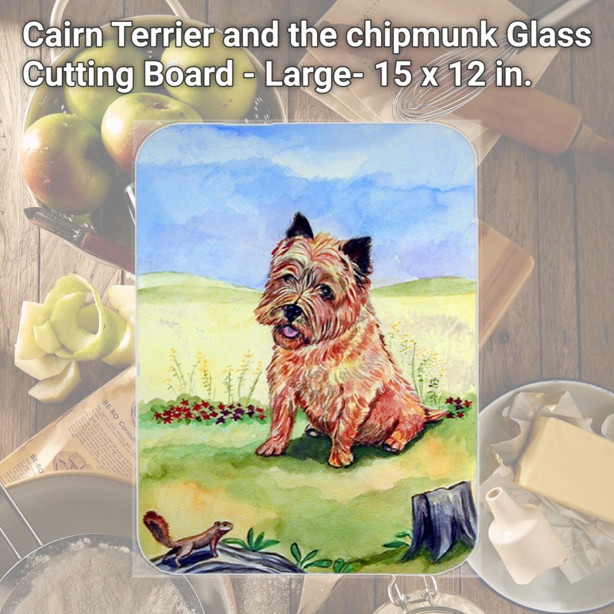 Picture of Carolines Treasures 7017LCB Cairn Terrier and the chipmunk Glass Cutting Board - Large- 15 x 12 in.