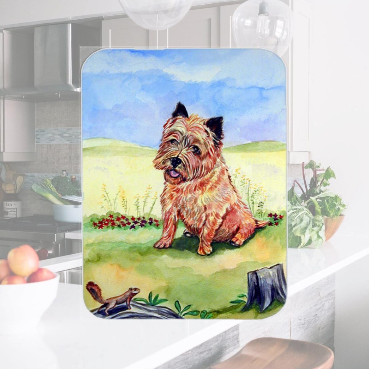 Picture of Carolines Treasures 7017LCB Cairn Terrier and the chipmunk Glass Cutting Board - Large- 15 x 12 in.