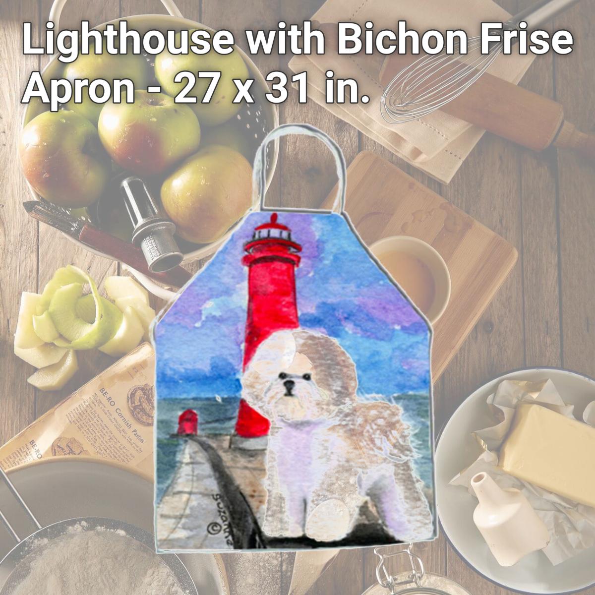 Picture of Carolines Treasures SS8891APRON Lighthouse with Bichon Frise Apron - 27 x 31 in.