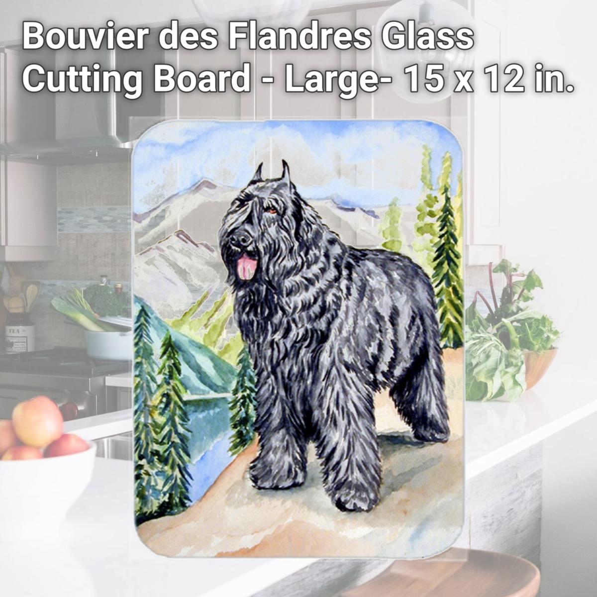 Picture of Carolines Treasures 7049LCB Bouvier des Flandres Glass Cutting Board - Large- 15 x 12 in.