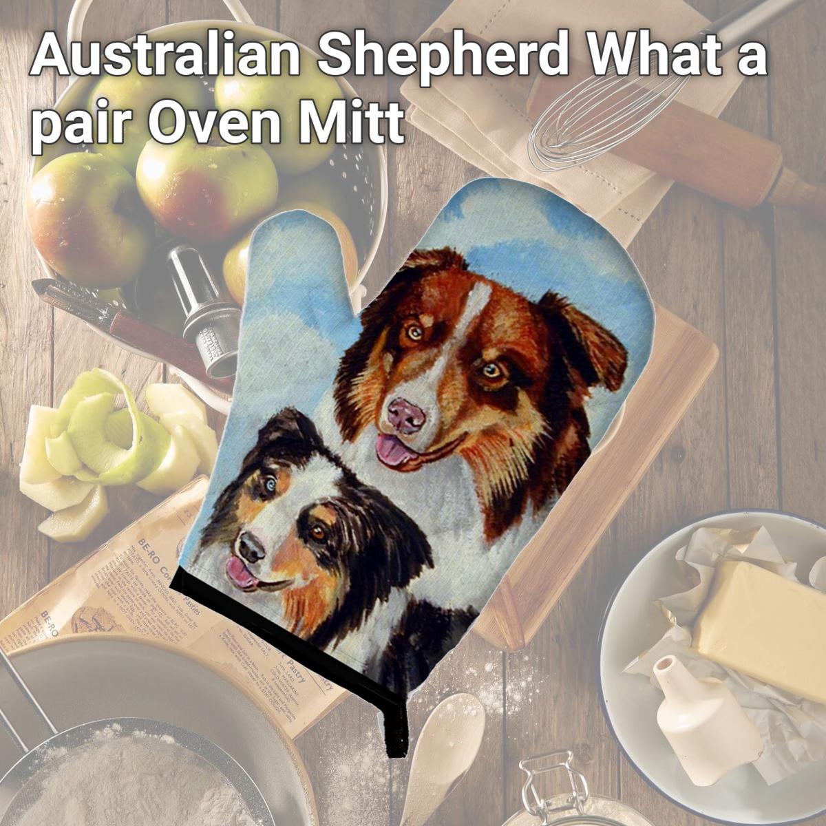 Picture of Carolines Treasures 7009OVMT Australian Shepherd What a pair Oven Mitt
