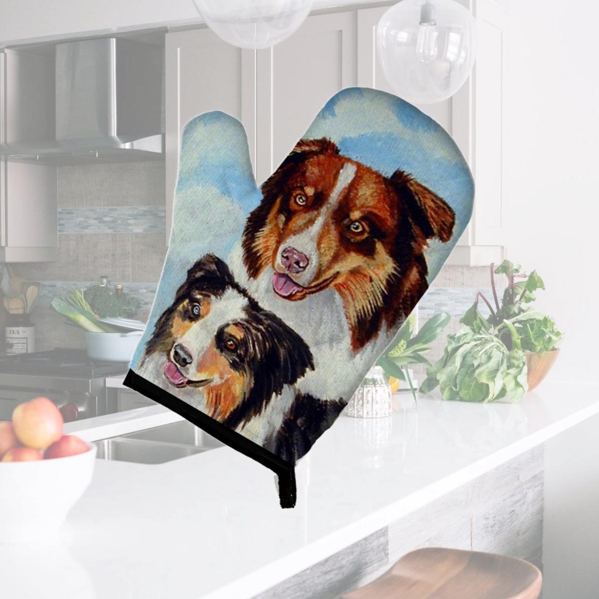 Picture of Carolines Treasures 7009OVMT Australian Shepherd What a pair Oven Mitt