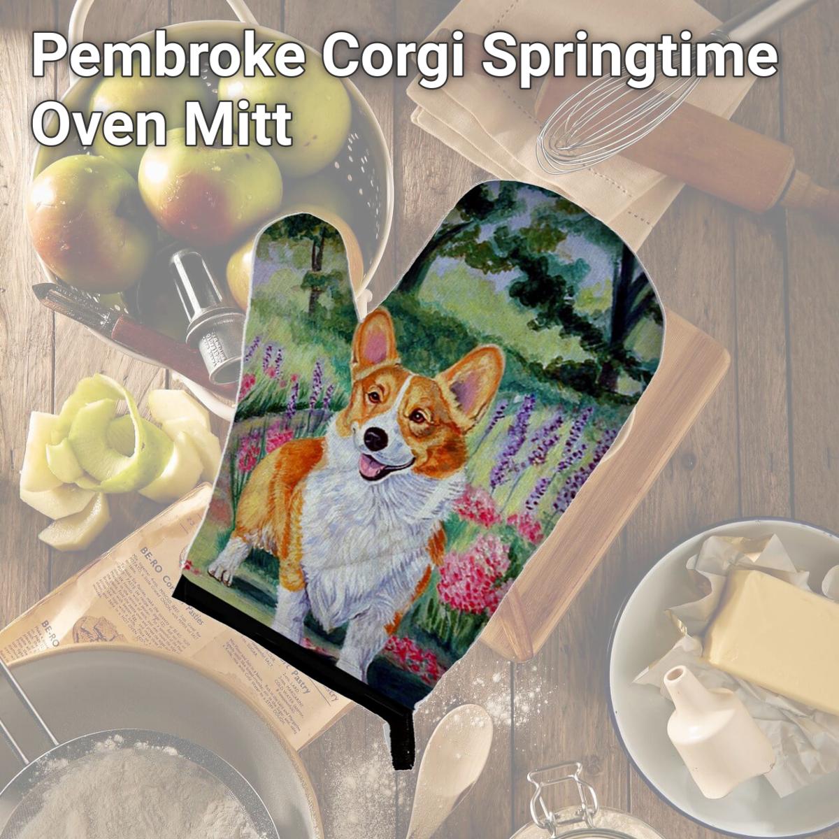 Picture of Carolines Treasures 7077OVMT Pembroke Corgi Springtime Oven Mitt
