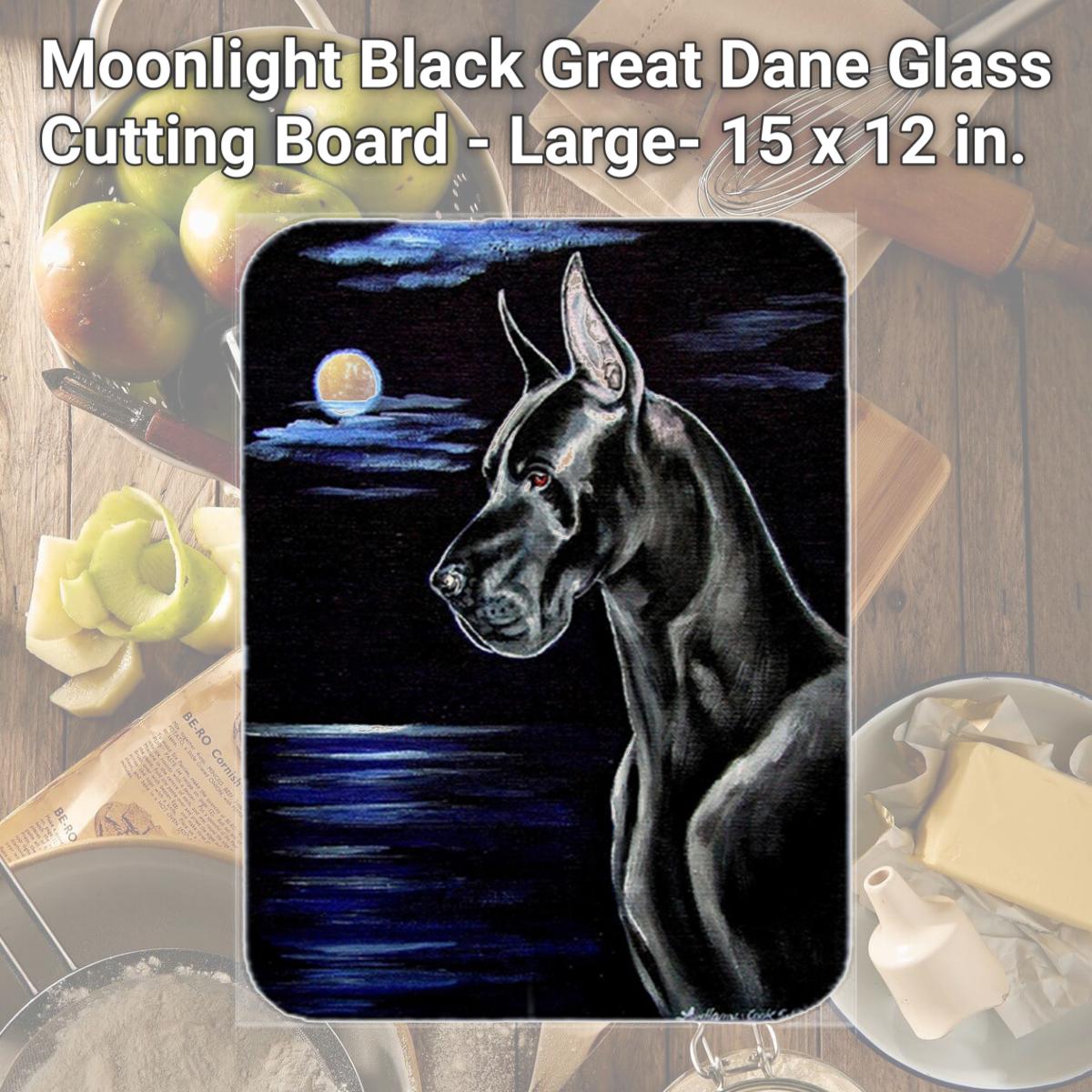 Picture of Carolines Treasures 7060LCB Moonlight Black Great Dane Glass Cutting Board - Large- 15 x 12 in.
