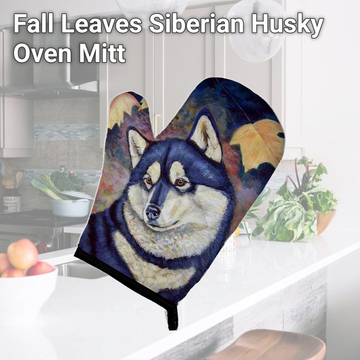 Picture of Carolines Treasures 7173OVMT Fall Leaves Siberian Husky Oven Mitt