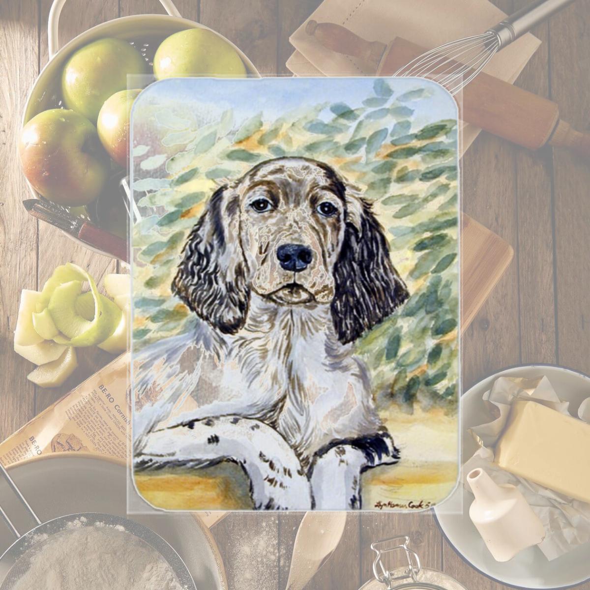 Picture of Carolines Treasures 7065LCB English Setter Glass Cutting Board - Large- 15 x 12 in.