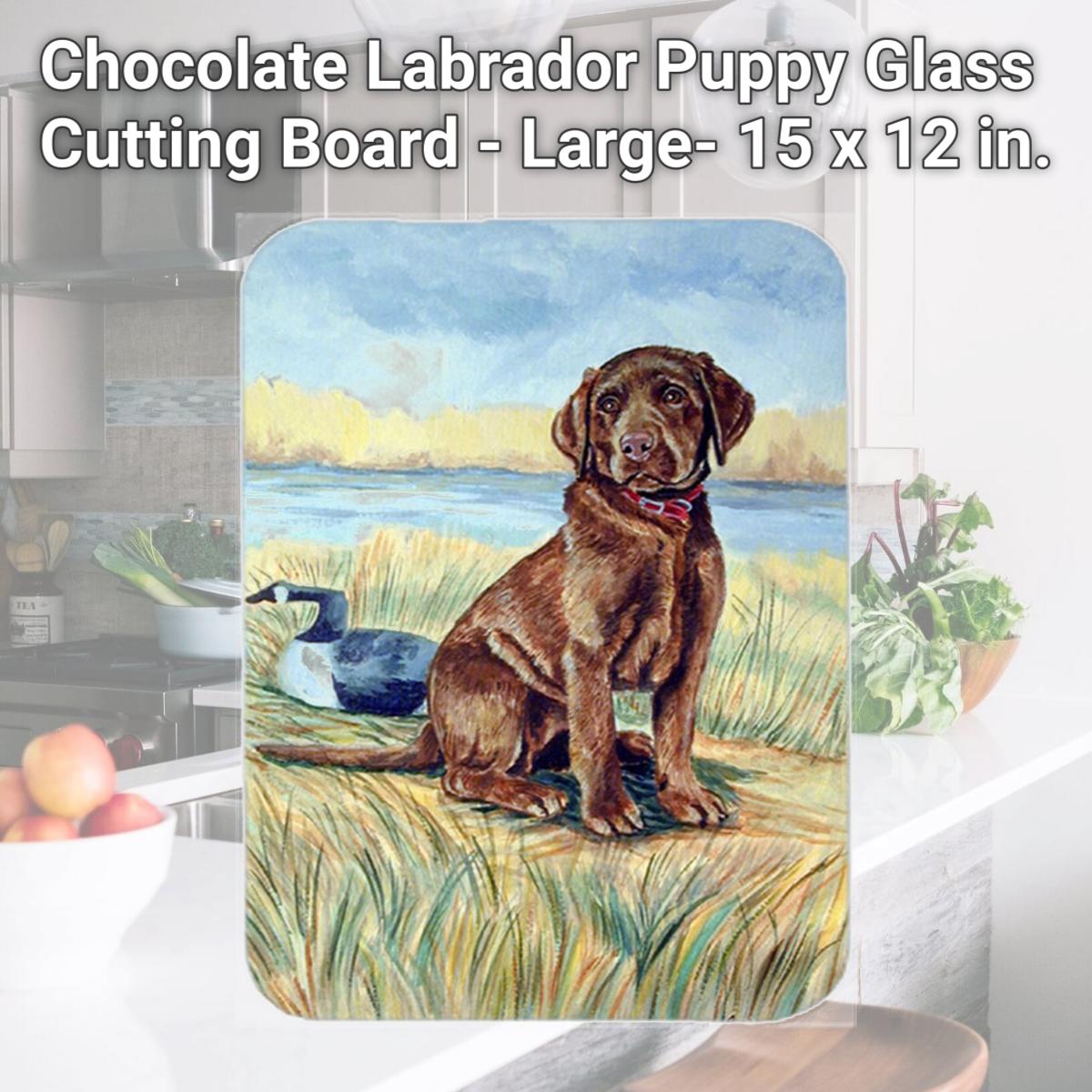 Picture of Carolines Treasures 7090LCB Chocolate Labrador Puppy Glass Cutting Board - Large- 15 x 12 in.