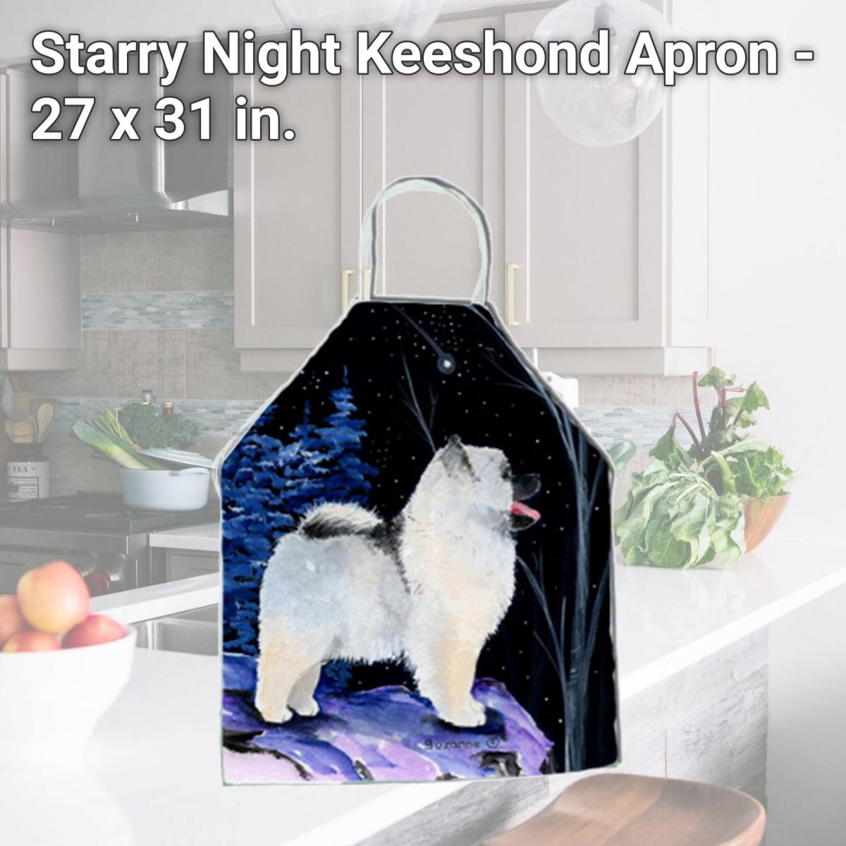 Picture of Carolines Treasures SS8380APRON Starry Night Keeshond Apron - 27 x 31 in.