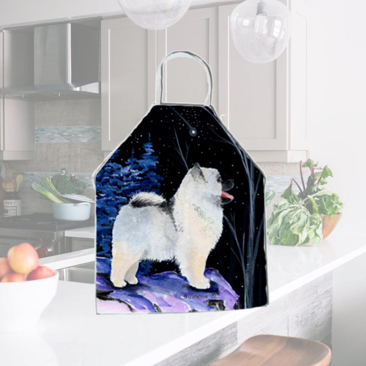 Picture of Carolines Treasures SS8380APRON Starry Night Keeshond Apron - 27 x 31 in.