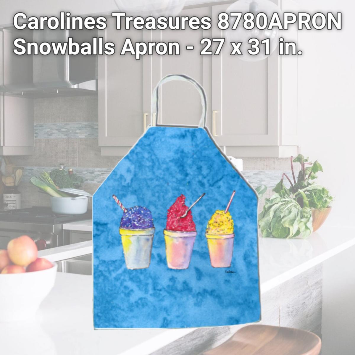 Picture of Carolines Treasures 8780APRON Snowballs Apron - 27 x 31 in.