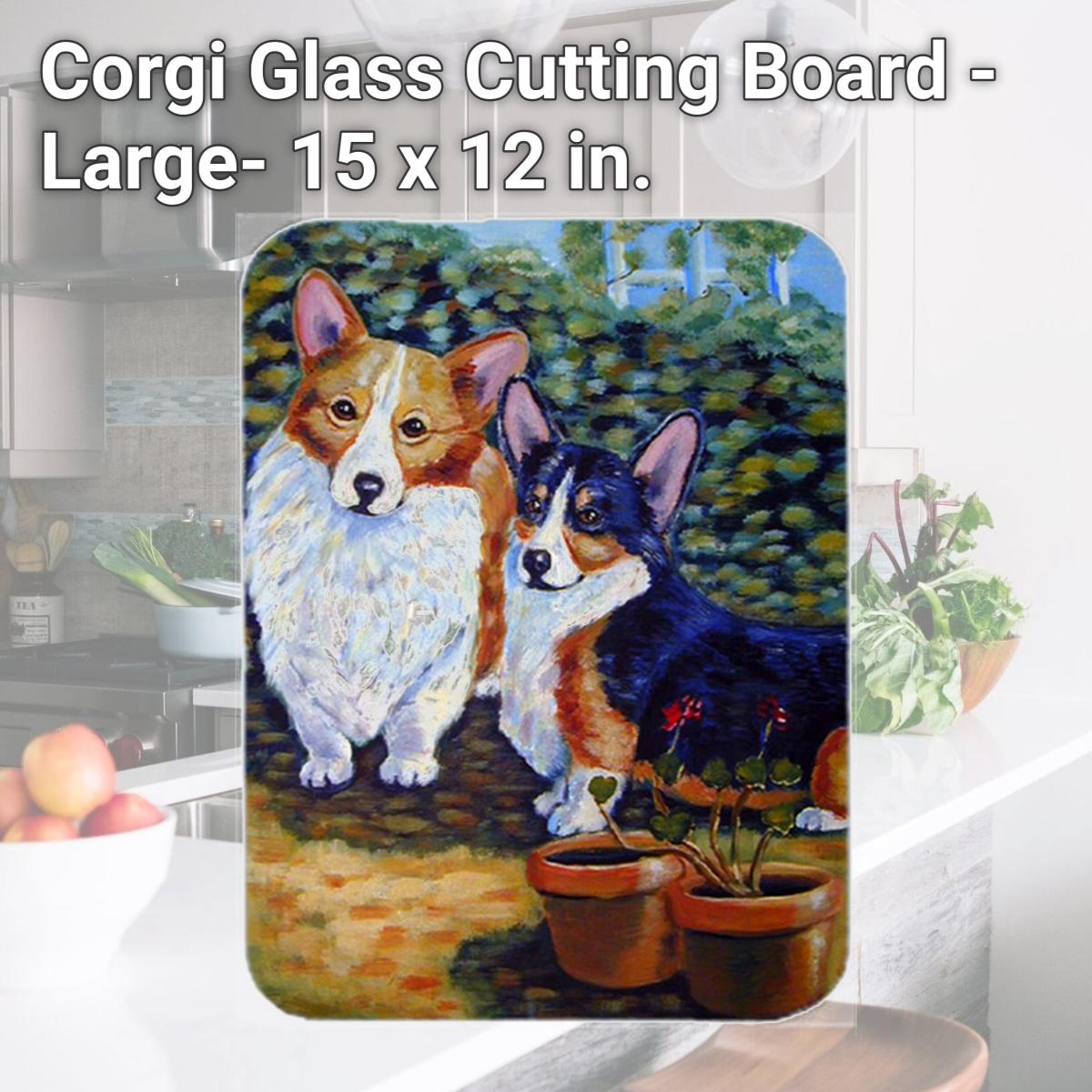Picture of Carolines Treasures 7094LCB Corgi Glass Cutting Board - Large- 15 x 12 in.