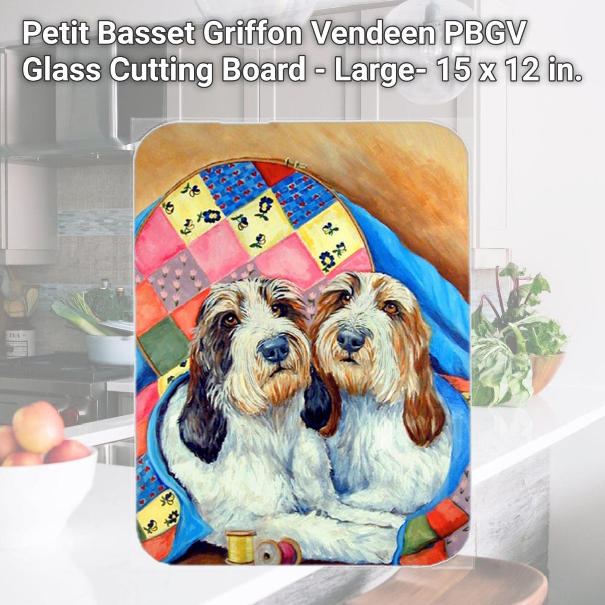 Picture of Carolines Treasures 7095LCB Petit Basset Griffon Vendeen PBGV Glass Cutting Board - Large- 15 x 12 in.