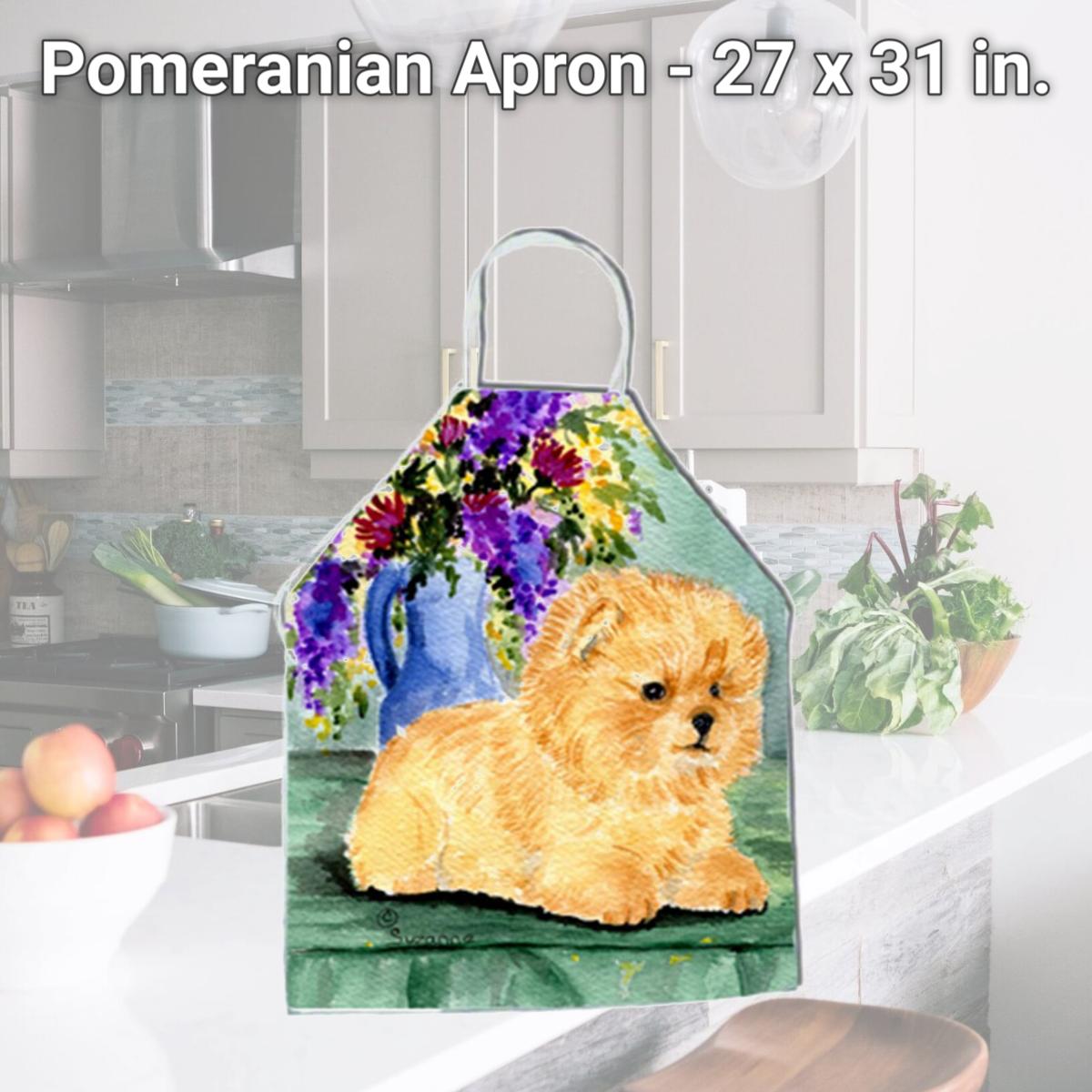 Picture of Carolines Treasures SS8302APRON Pomeranian Apron - 27 x 31 in.