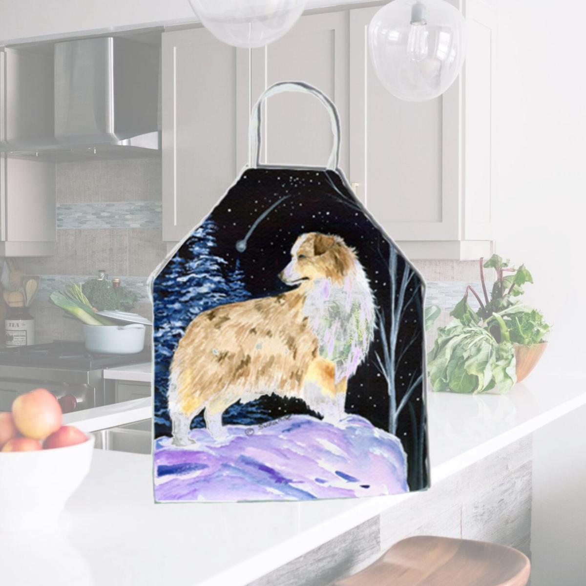 Picture of Carolines Treasures SS8359APRON Starry Night Australian Shepherd Apron - 27 x 31 in.