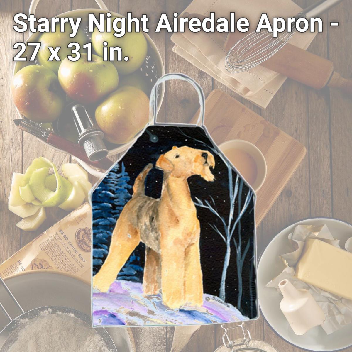Picture of Carolines Treasures SS8361APRON Starry Night Airedale Apron - 27 x 31 in.