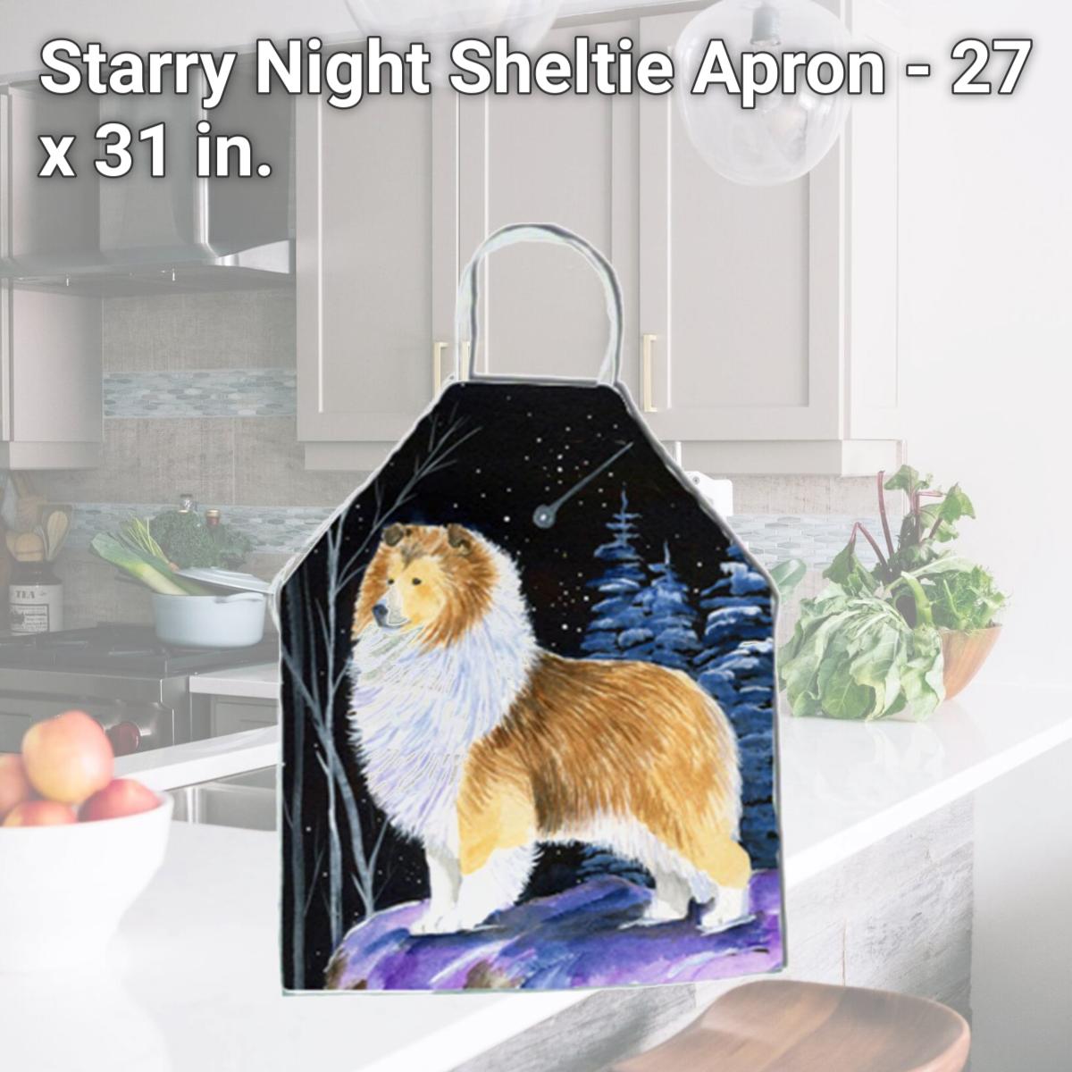 Picture of Carolines Treasures SS8368APRON Starry Night Sheltie Apron - 27 x 31 in.
