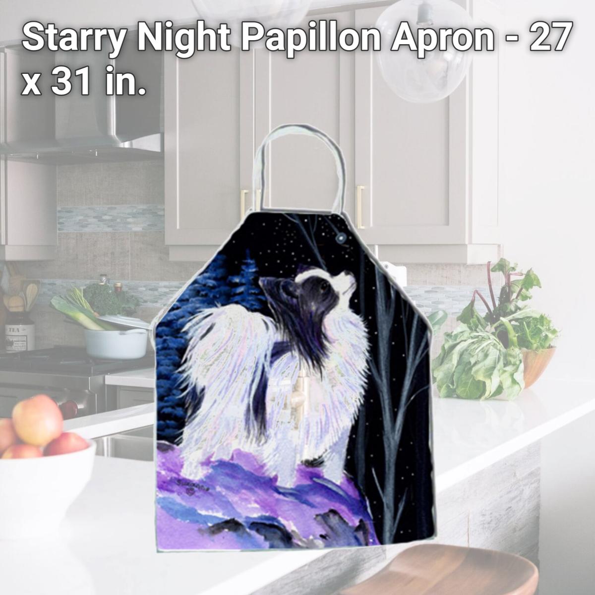Picture of Carolines Treasures SS8383APRON Starry Night Papillon Apron - 27 x 31 in.