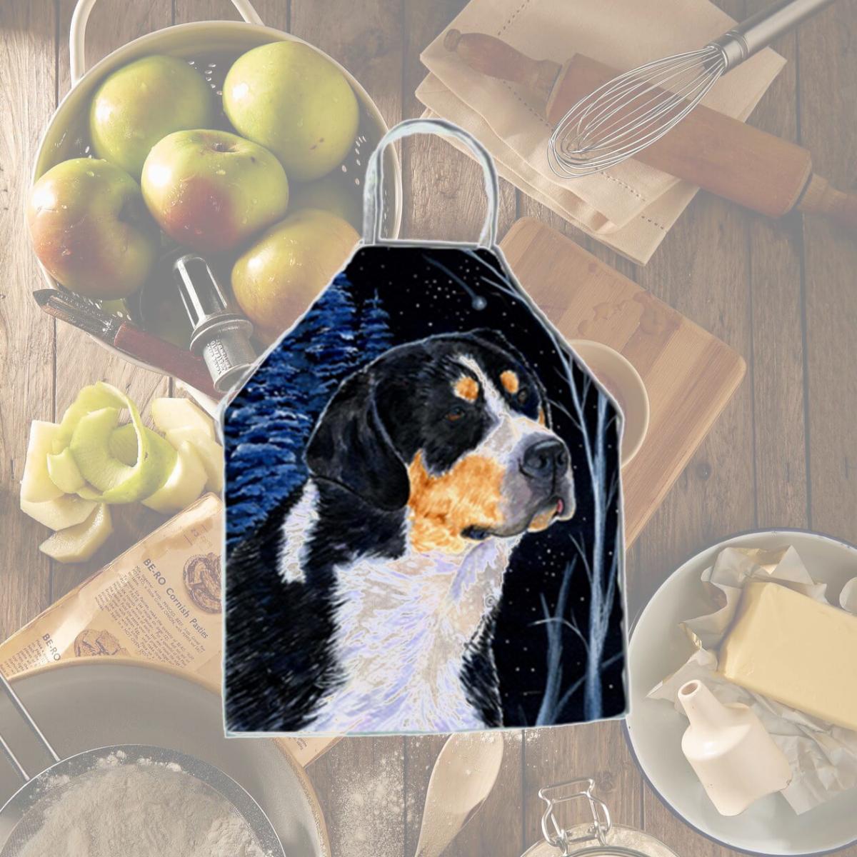 Picture of Carolines Treasures SS8393APRON Starry Night Bernese Mountain Dog Apron - 27 x 31 in.