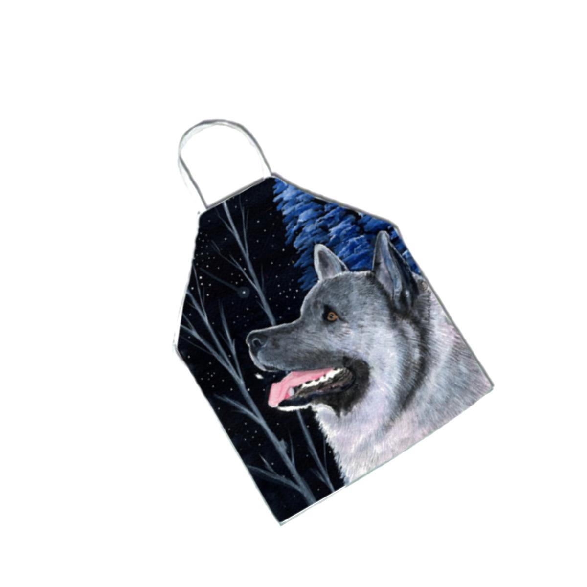 Picture of Carolines Treasures SS8398APRON Starry Night Norwegian Elkhound Apron - 27 x 31 in.
