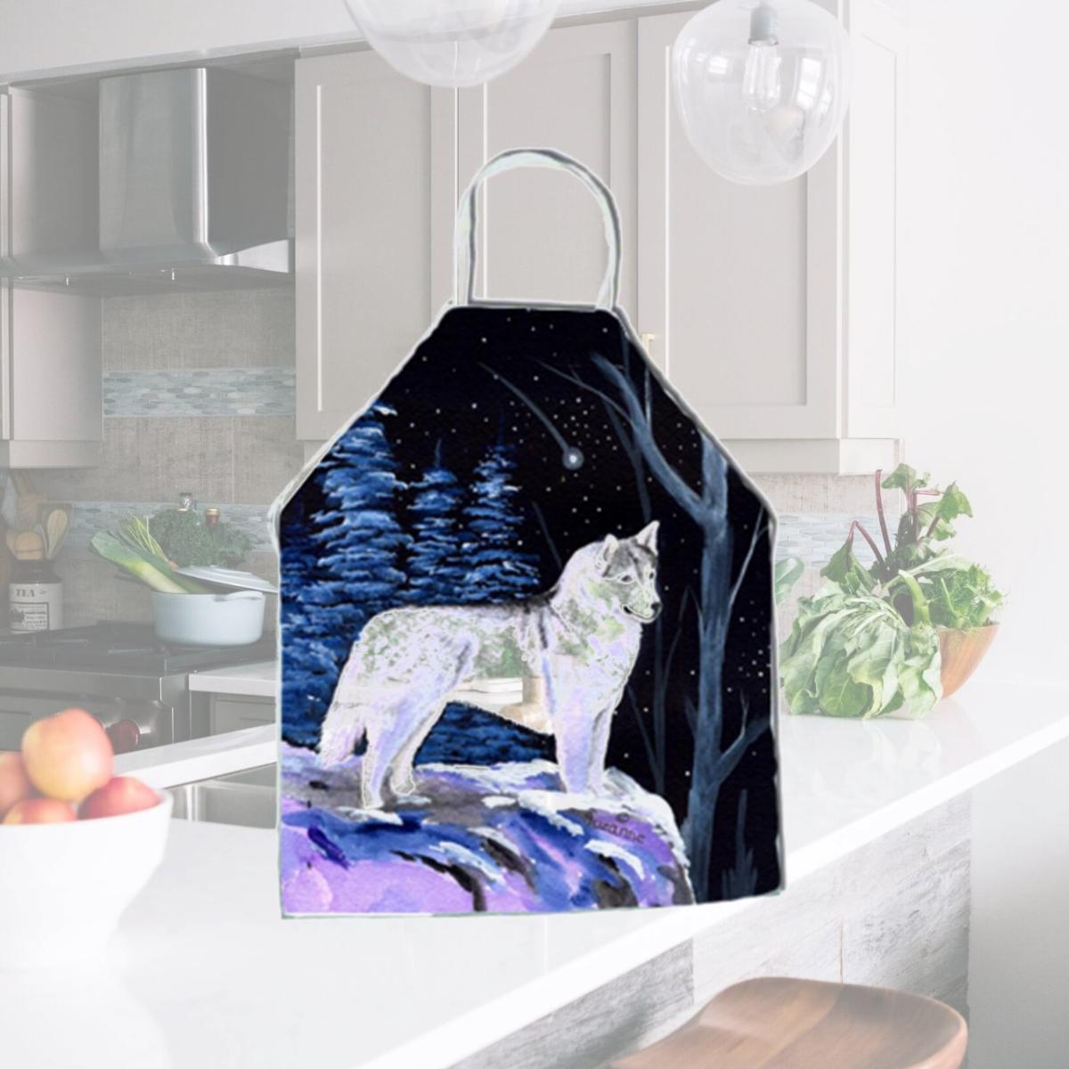 Picture of Carolines Treasures SS8400APRON Starry Night Siberian Husky Apron - 27 x 31 in.