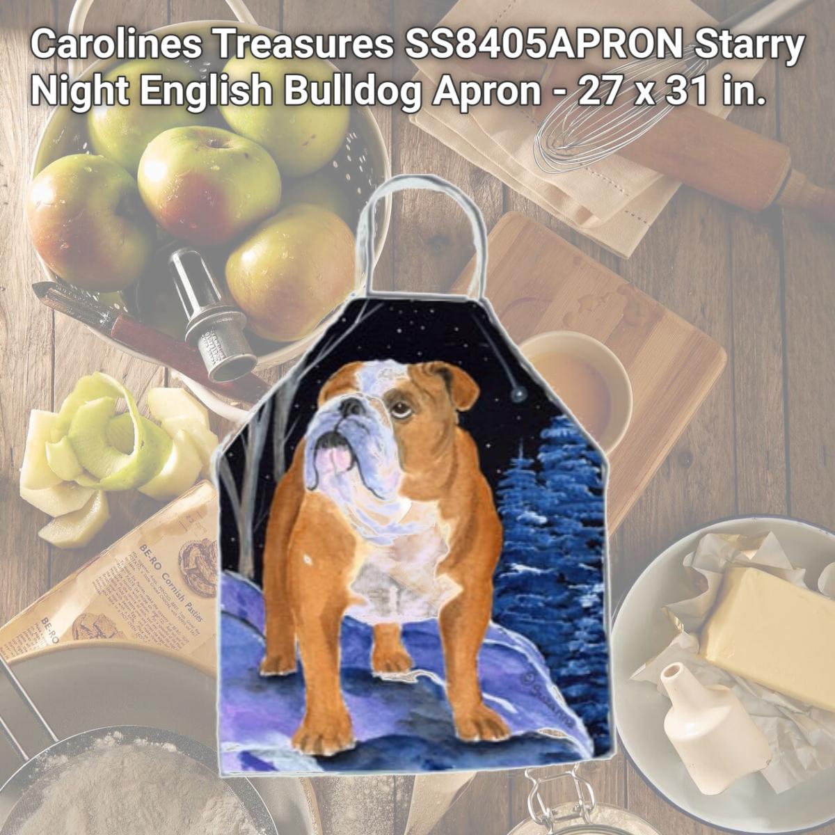 Picture of Carolines Treasures SS8405APRON Starry Night English Bulldog Apron - 27 x 31 in.