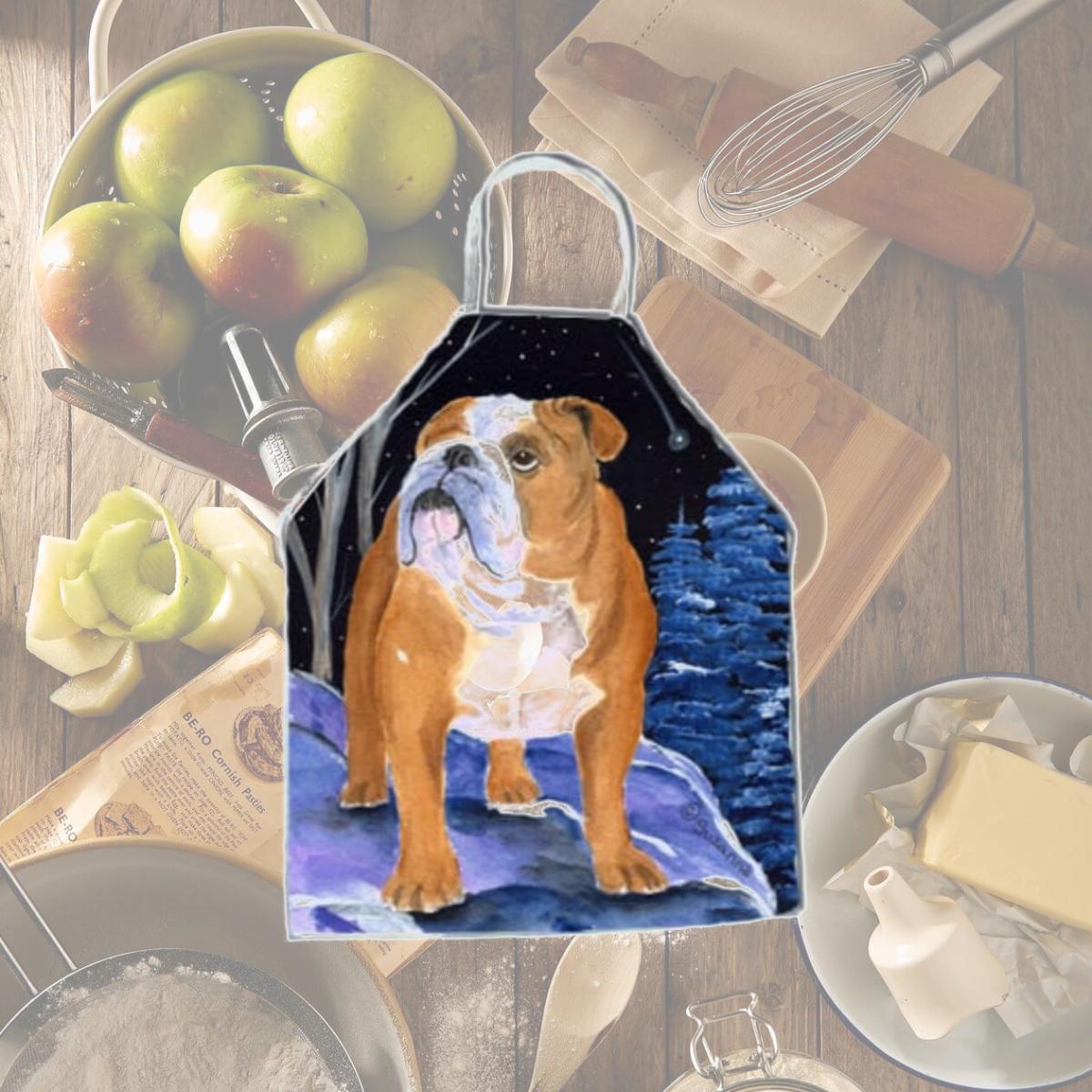 Picture of Carolines Treasures SS8405APRON Starry Night English Bulldog Apron - 27 x 31 in.