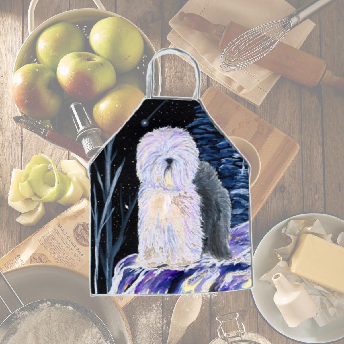 Picture of Carolines Treasures SS8406APRON Starry Night Old English Sheepdog Apron - 27 x 31 in.