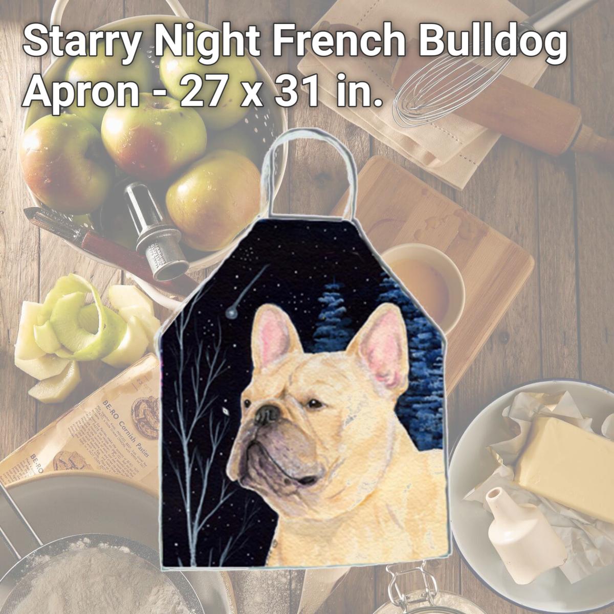 Picture of Carolines Treasures SS8441APRON Starry Night French Bulldog Apron - 27 x 31 in.
