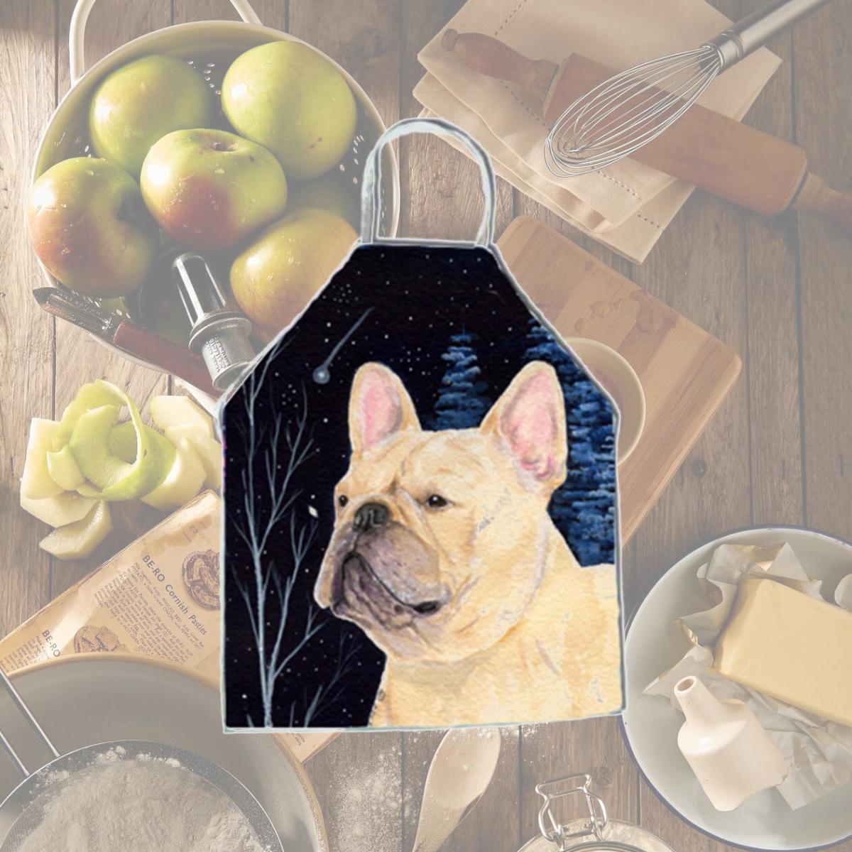 Picture of Carolines Treasures SS8441APRON Starry Night French Bulldog Apron - 27 x 31 in.