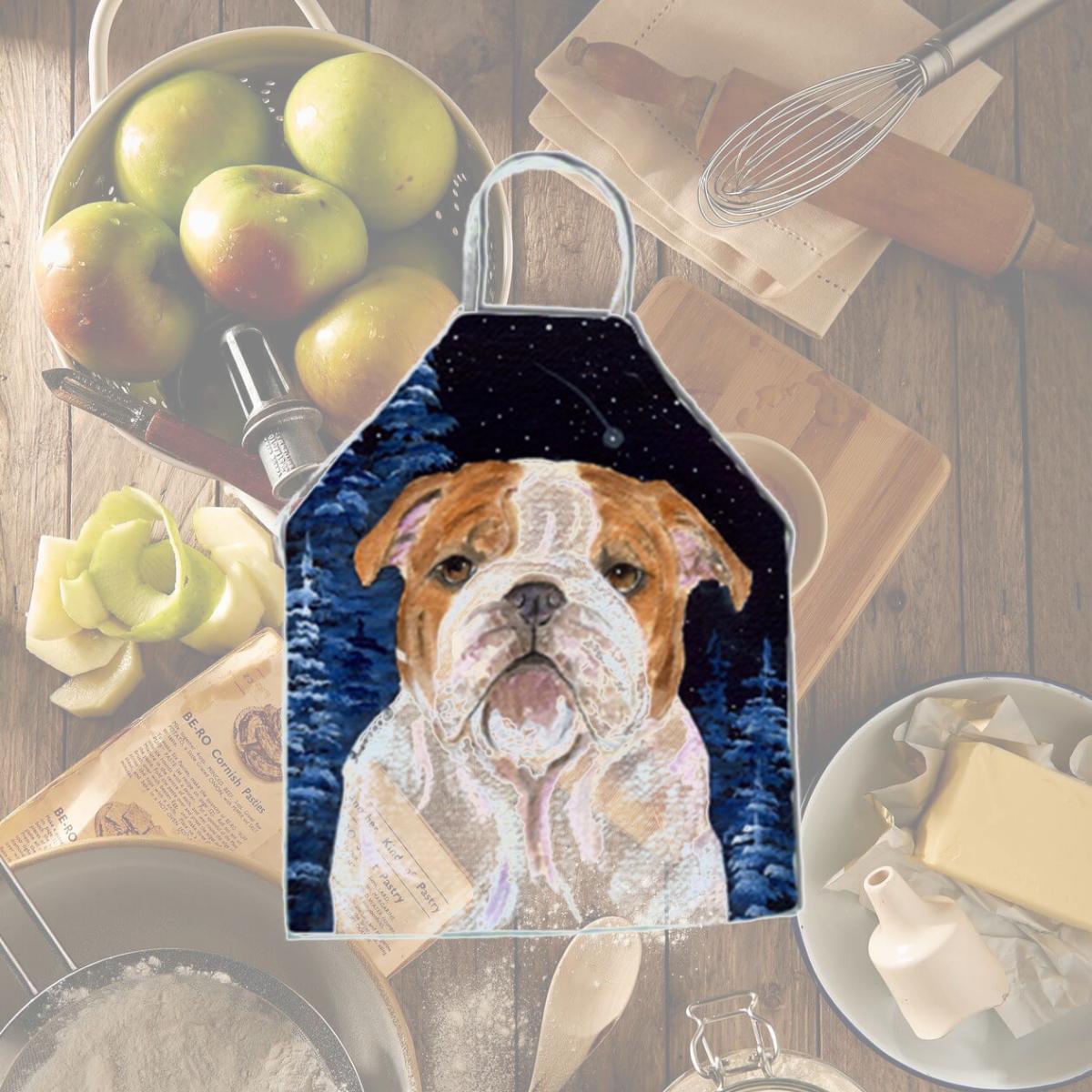 Picture of Carolines Treasures SS8447APRON Starry Night English Bulldog Apron - 27 x 31 in.