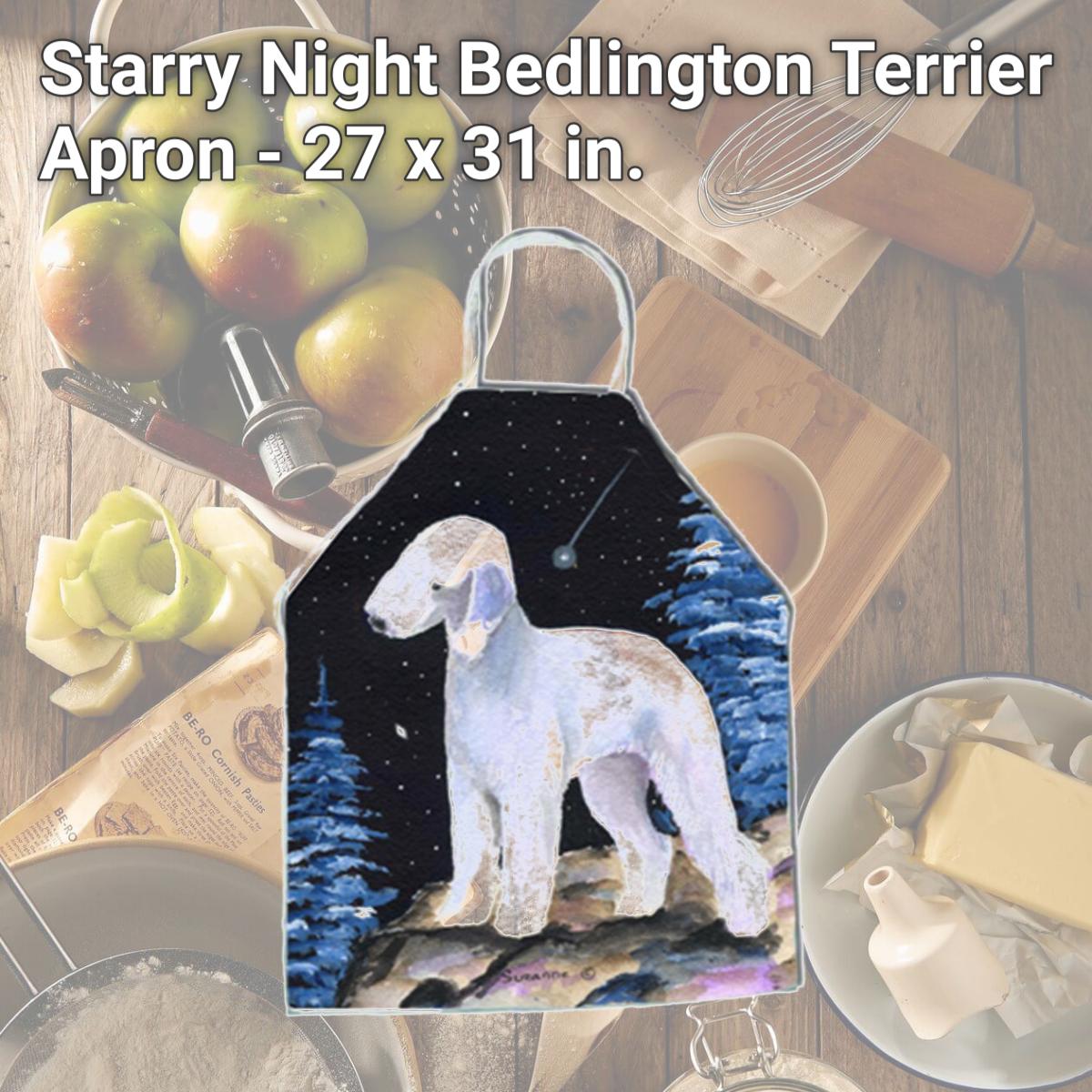 Picture of Carolines Treasures SS8455APRON Starry Night Bedlington Terrier Apron - 27 x 31 in.