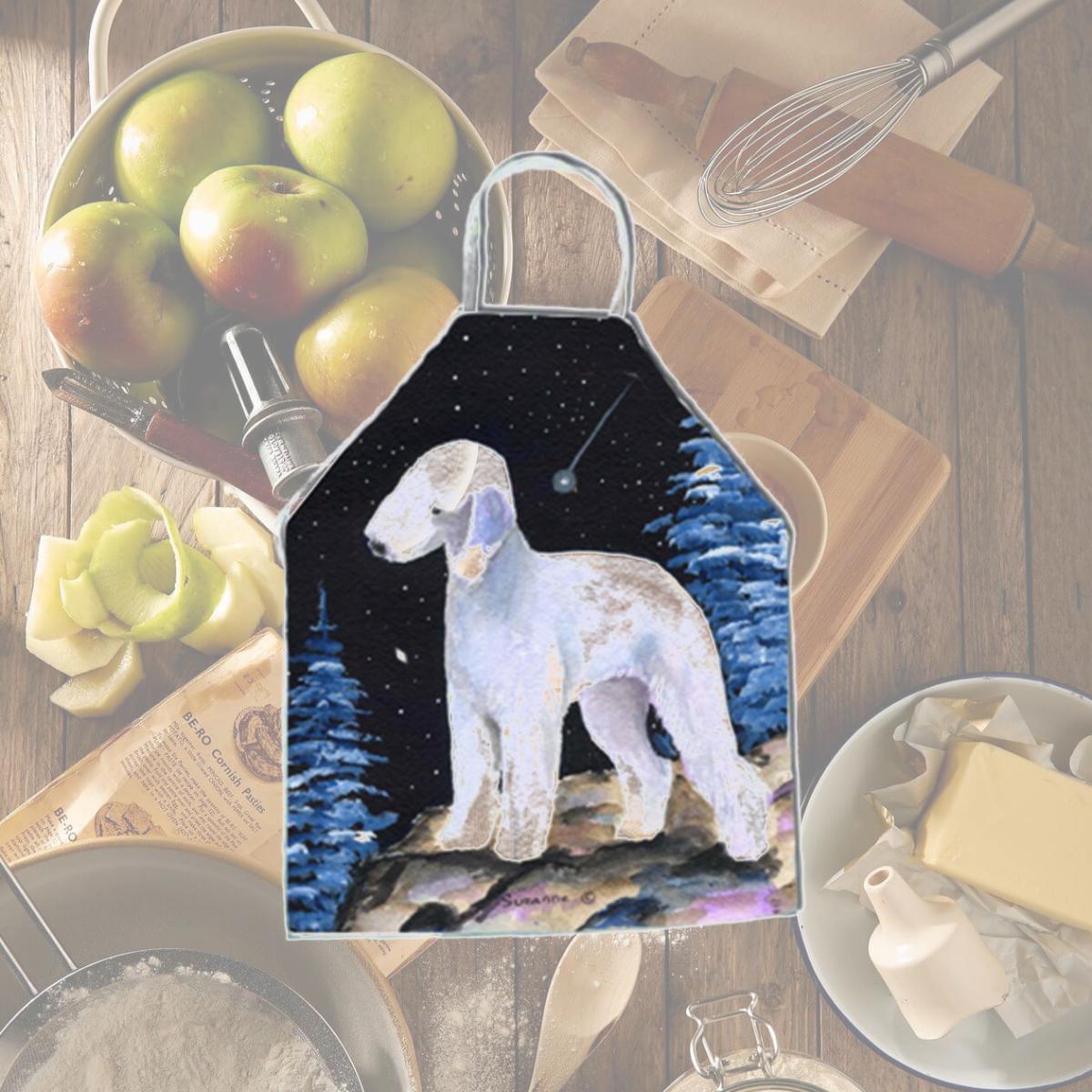 Picture of Carolines Treasures SS8455APRON Starry Night Bedlington Terrier Apron - 27 x 31 in.