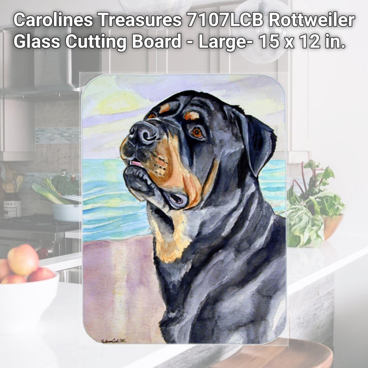 Picture of Carolines Treasures 7107LCB Rottweiler Glass Cutting Board - Large- 15 x 12 in.