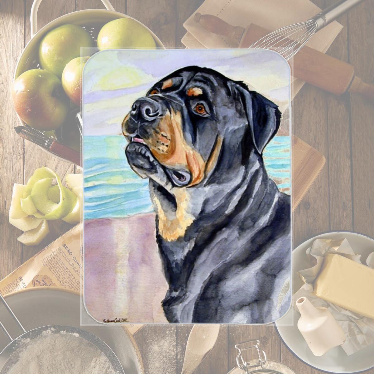 Picture of Carolines Treasures 7107LCB Rottweiler Glass Cutting Board - Large- 15 x 12 in.