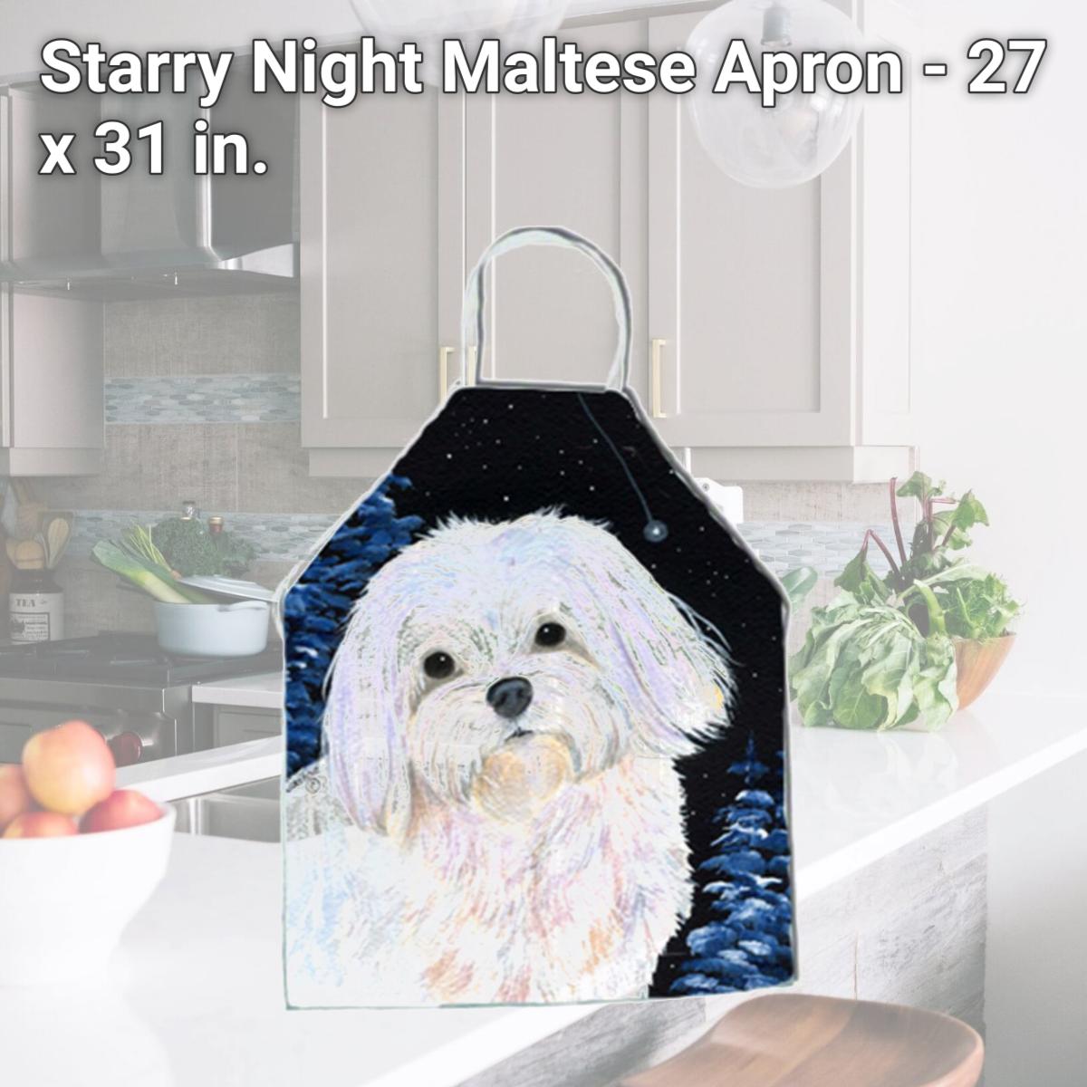 Picture of Carolines Treasures SS8460APRON Starry Night Maltese Apron - 27 x 31 in.
