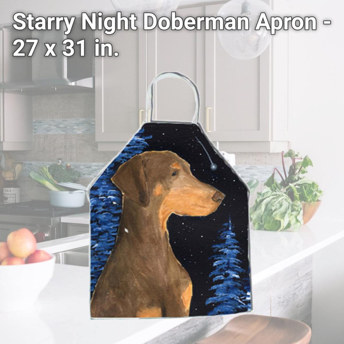 Picture of Carolines Treasures SS8462APRON Starry Night Doberman Apron - 27 x 31 in.