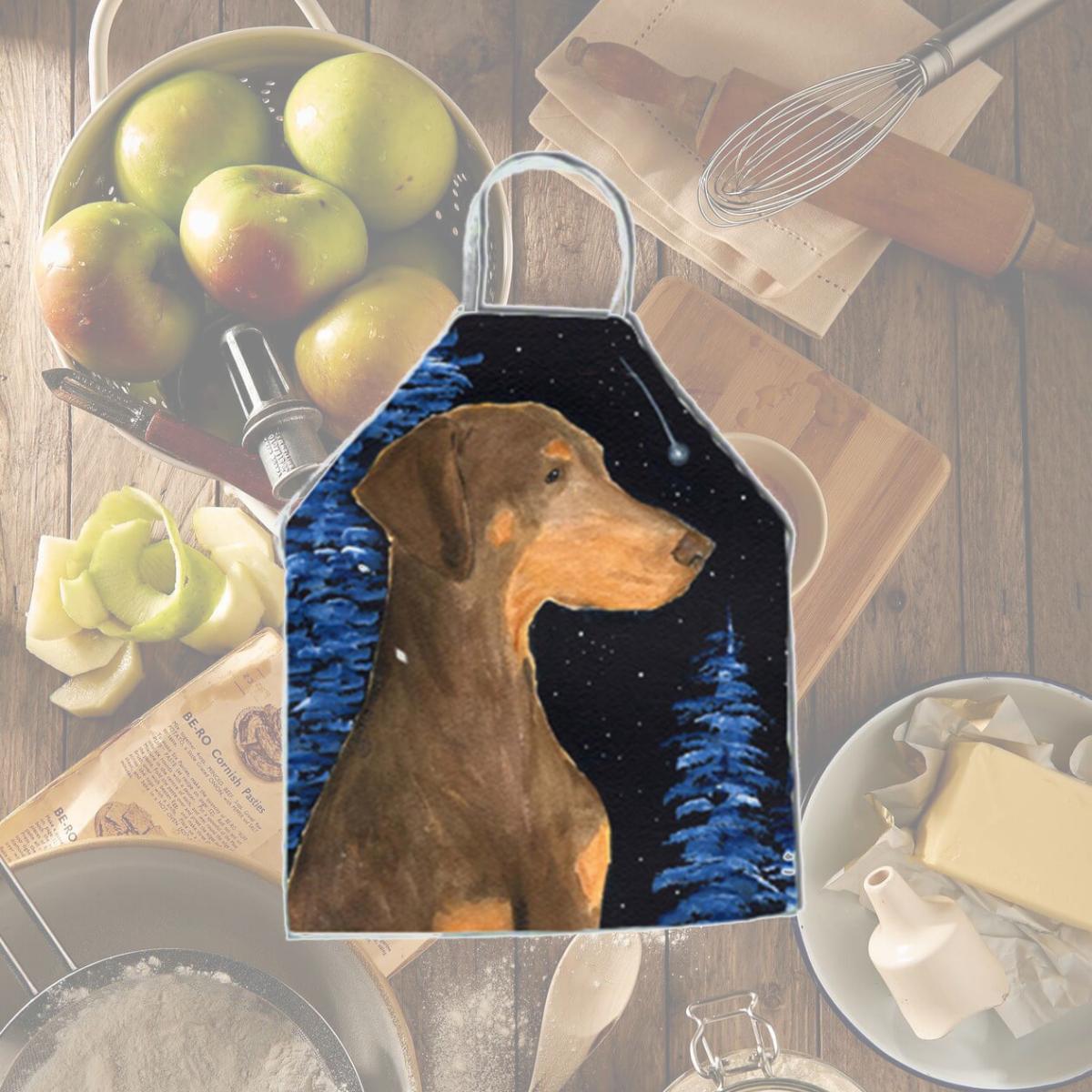 Picture of Carolines Treasures SS8462APRON Starry Night Doberman Apron - 27 x 31 in.
