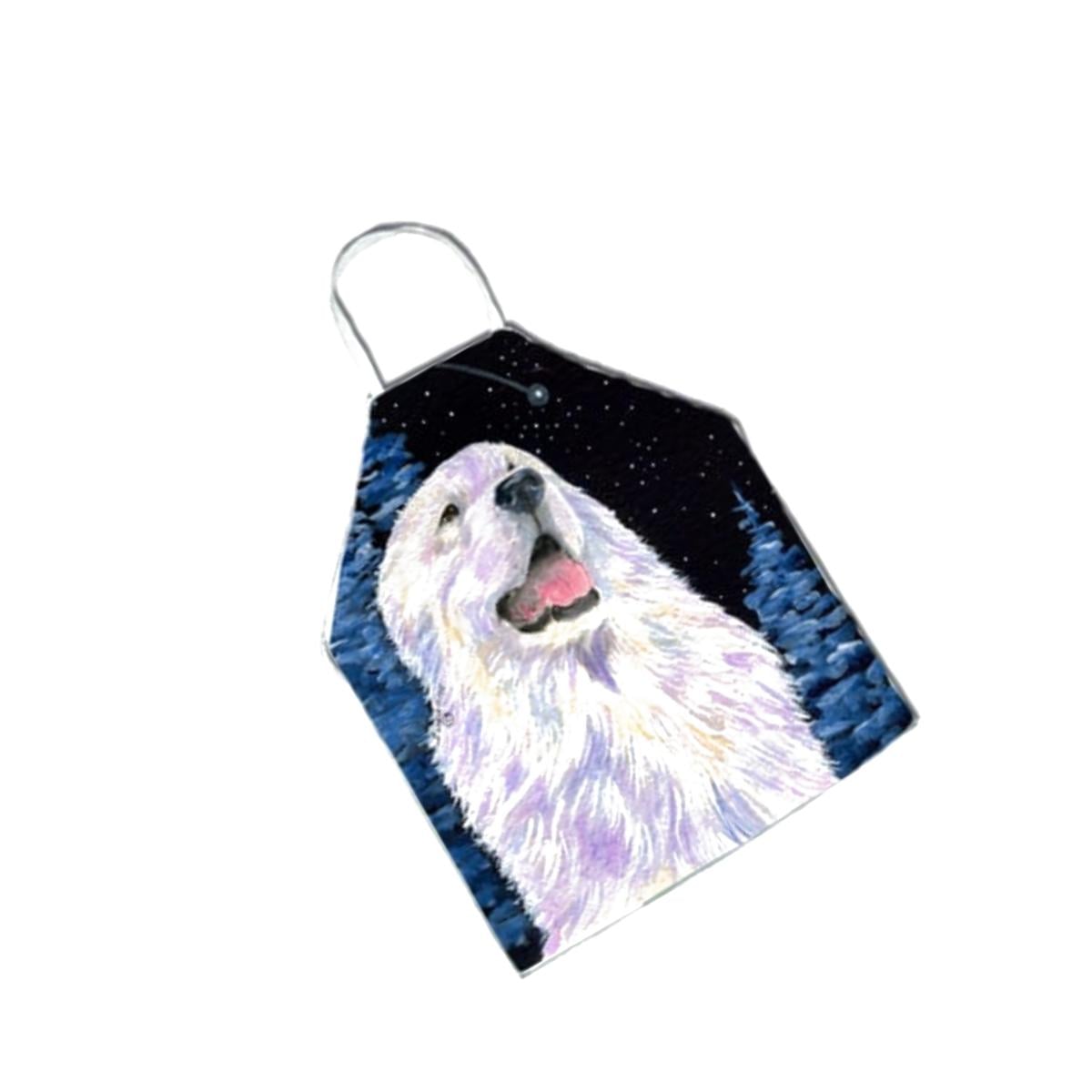 Picture of Carolines Treasures SS8466APRON Starry Night Great Pyrenees Apron - 27 x 31 in.