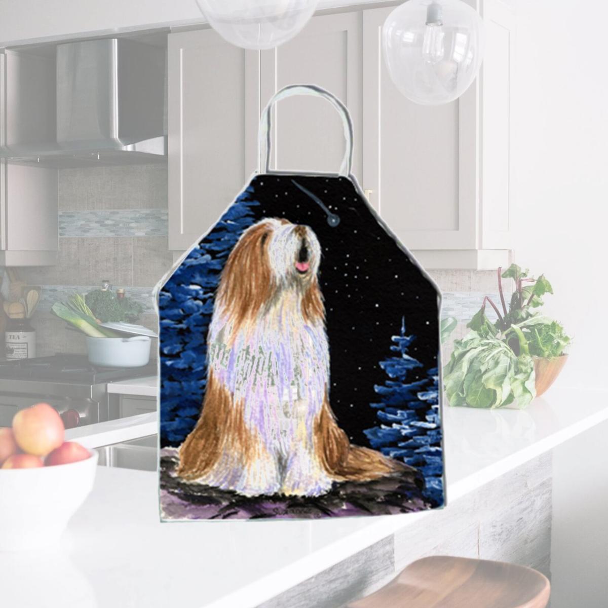 Picture of Carolines Treasures SS8467APRON Starry Night Bearded Collie Apron - 27 x 31 in.