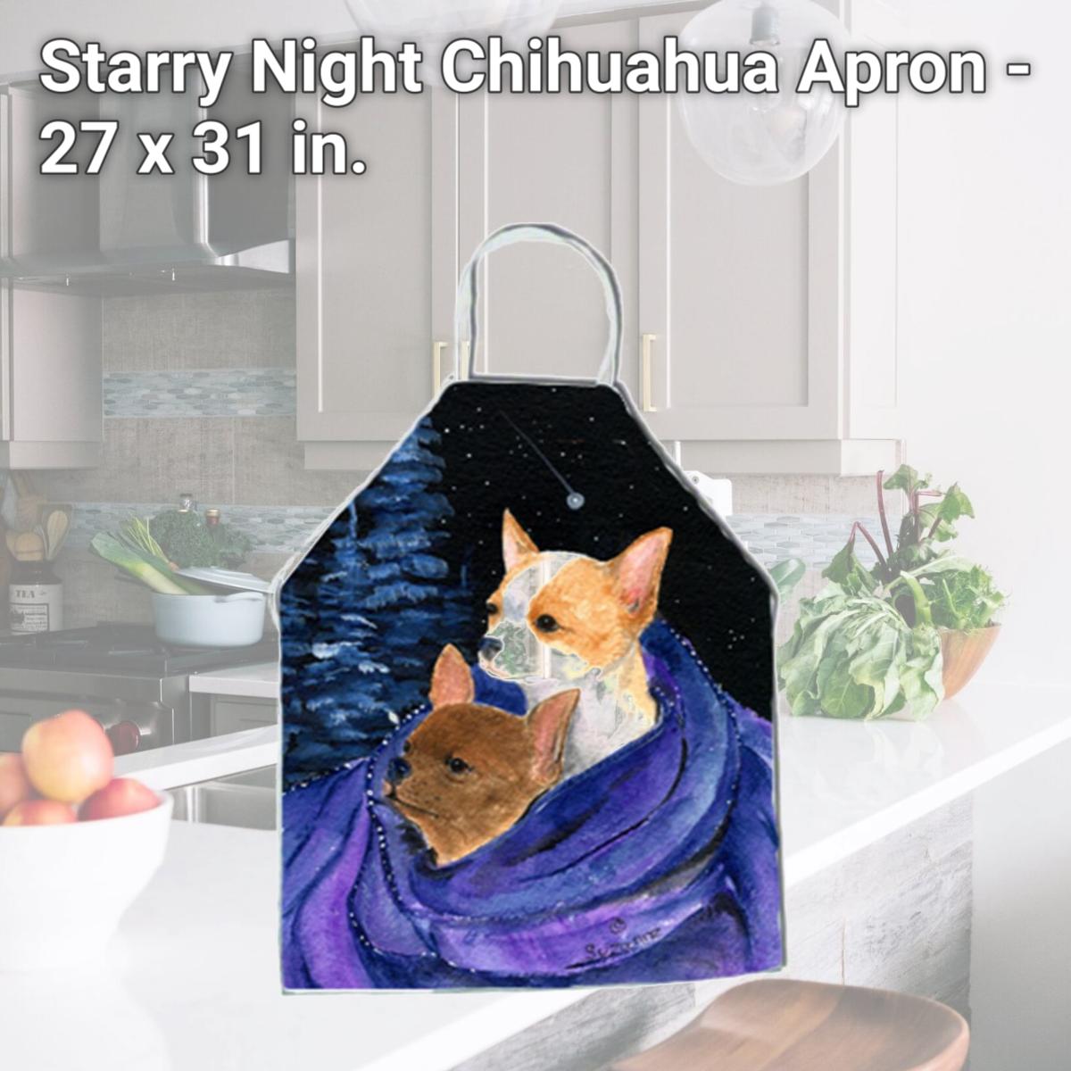 Picture of Carolines Treasures SS8513APRON Starry Night Chihuahua Apron - 27 x 31 in.