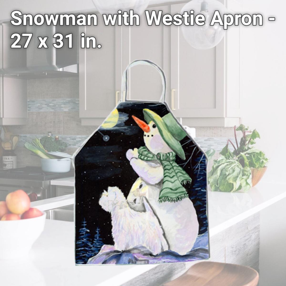 Picture of Carolines Treasures SS8797APRON Snowman with Westie Apron - 27 x 31 in.