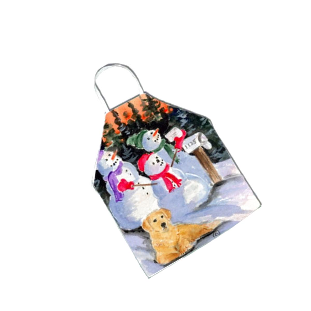 Picture of Carolines Treasures SS8989APRON Snowman with Golden Retriever Apron - 27 x 31 in.